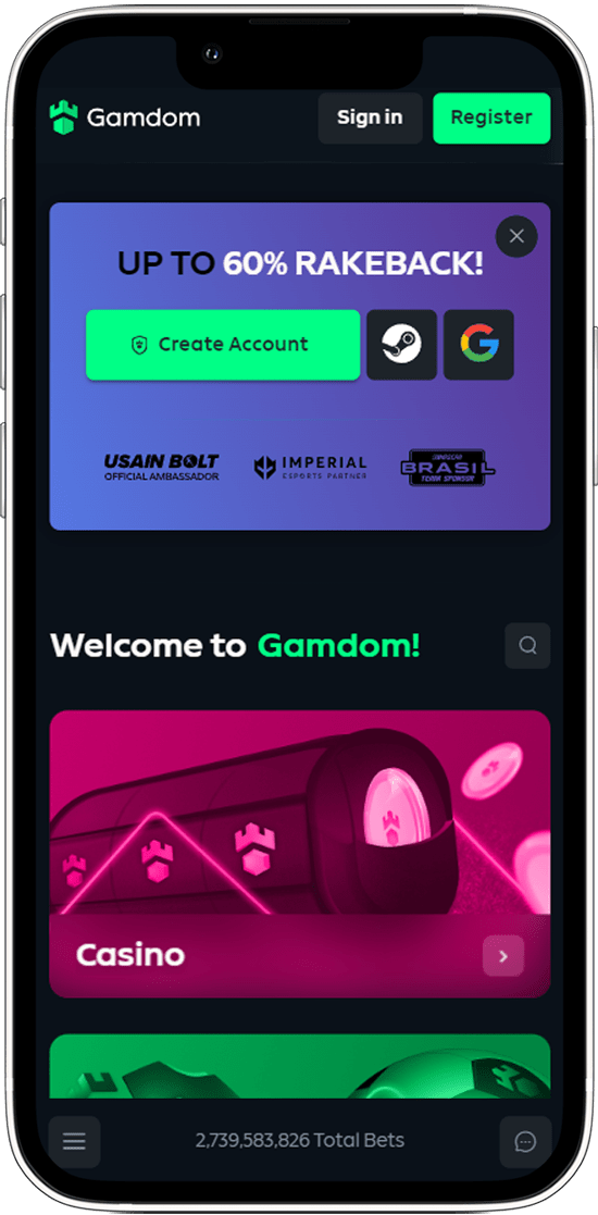 Gamdom Mobile App Preview